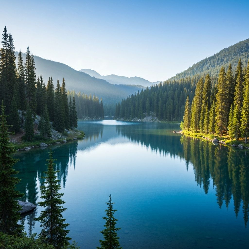 Serene mountain lake